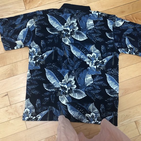 NWT FRYDAY CLUB Polo Shirt Navy/White Floral Print Size L Father's Day Gift! - Picture 10 of 11